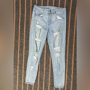 American Eagle Outfitters Light Blue Distressed Skinny Jeans